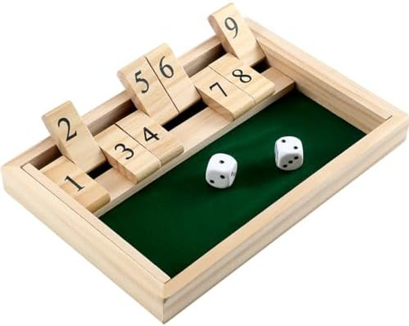 Simgoing Shut The Box Game Wooden Board 9 Numbers Dice Game With 2 Dice, Alzheimers Products For Elderly Fun Table Math Activities For Adults Memory Products For Dementia Ideal For s Family Travel