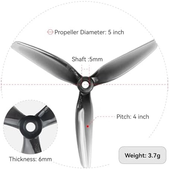 Speedy Bee 16Pcs Fpv Drone Props Propeller: Hqprop Ethix S5 Light Grey 5X4X3 Tri-Blade 5 Inch Props For 4S 6S Fpv style Racing,8Xcw 8Xccw
