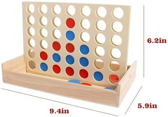 Strategyify Wooden 4 In A Row Game - Classic Strategy Game For Adultsconnect The 4 Discs Of Same Colour In A Row - Travel Games Family Board Games