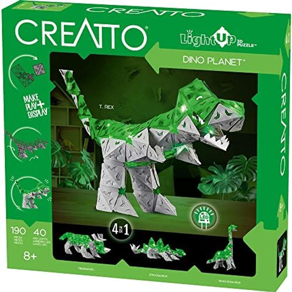 Thames & Kosmos Creatto Dino Planet Light-Up 3D Puzzle Kit Includes Creatto Puzzle Pieces To Make Your Own Illuminated Craft Creations Diy Activity Kit & Led Lights