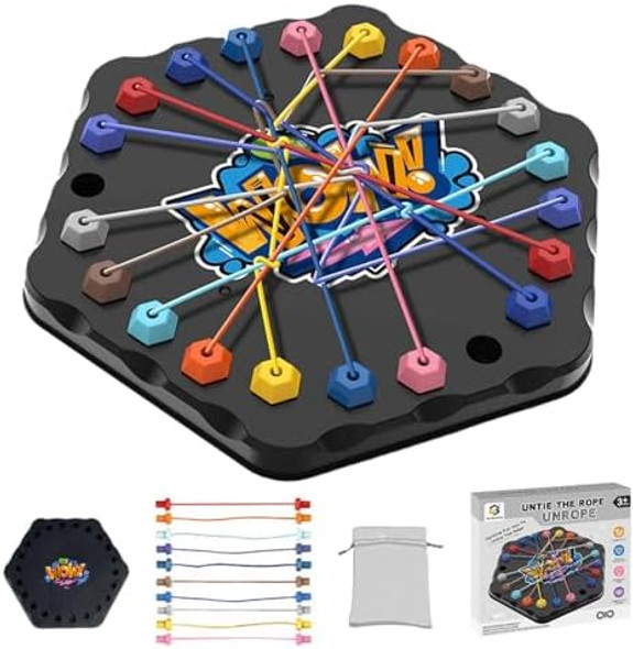 Tlveip Rope Untangling Puzzle Game, Educational Strategy Board Game For Kids & Adults,Parent-Child Interaction,Family Travel Party Toys, s For All Ages(Black)