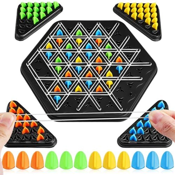 Toyandona Chain Triangle Chess Game, Triangle Rubber Band Game Chain Geometric Chess Game Strategy Board Games For Family Kids Adults, 2 To