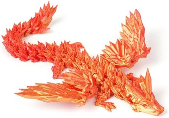 Toysupplyfun 3D Printed Dragon With Wings, Flying Crystal Winged Dragon For Home Office Decor Executive Desk Toys (Red) Toysupplyfun 3D Printed Dragon With Wings, Flying Crystal Winged Dragon For Home Office Decor Executive Desk Toys (Red)