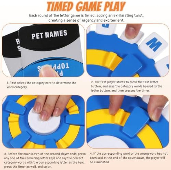 Toyvian Word Game For Family Night: 2 Player Time- Fast-Paced Vocabulary Letter Adults Sequence Board Game For Word Challenge