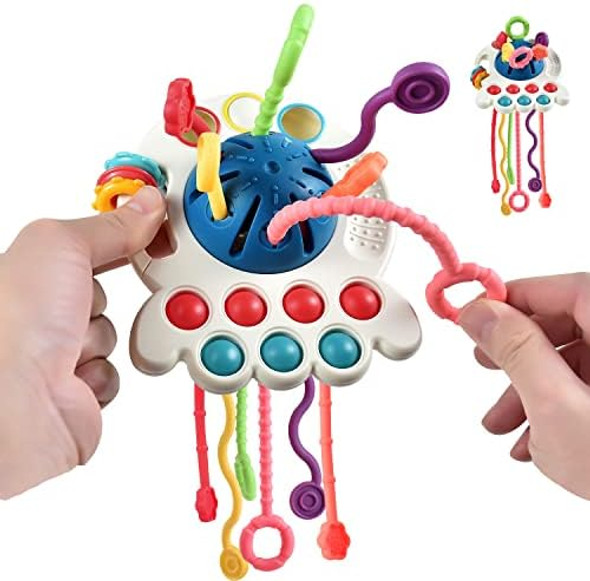 Tuko Tuko Baby Toys 6-12-18 Months Baby Sensory Toys Silicone Pull String Toys Montessori Toys For Toddlers