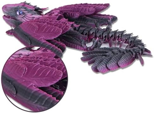 Ucrt 3D Printed Feathered Wyvern Dragon-13.5 Inch, 3D Printed Dragon Animals Pack,3D Printed Flying Dragon,Articulated Dragon,Fidget Dragon,Desktop Ornament,Desktop Pet Toys ,3D Printed Stuff(Laser Purple) Ucrt 3D Printed Feathered Wyvern Dragon-13.5 Inch, 3D Printed Dragon Animals Pack,3D Printed Flying Dragon,Articulated Dragon,Fidget Dragon,Desktop Ornament,Desktop Pet Toys ,3D Printed Stuff(Laser Purple)