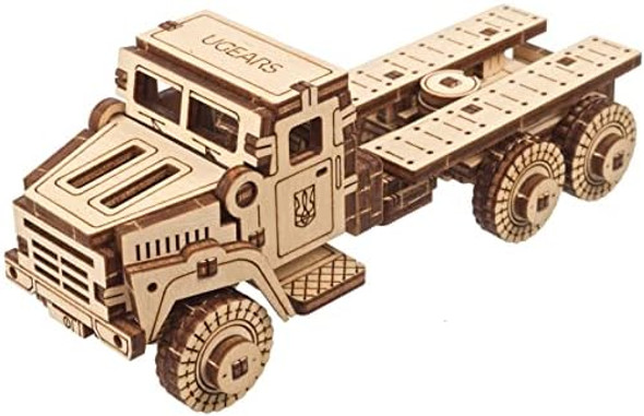 Ugears Military Truck 3D Puzzle - Wooden Model Kit For Adults To Build - Mechanical Model Truck Car Making Kit - 3D Jigsaw Puzzle Wood Off-Road Car - Diy Brain Teaser Puzzle Construction Set