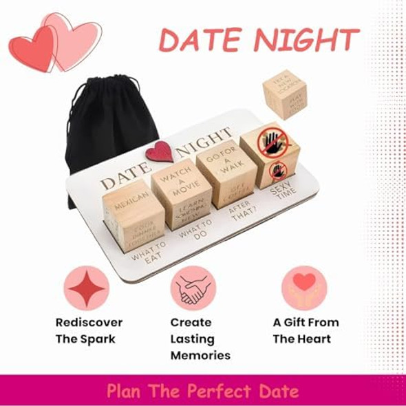 Uniqus Date Night Dice Board Game Valentine'S Day For Couples, Girlfriend Boyfriend Married Wife Husband, Fun Decision Making Ideas, For Him Her, Wedding, Anniversary, Adult Gag s