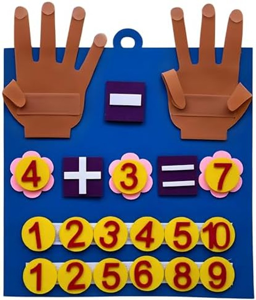 Uniqus Montessori Kindergarten Math Toys - Felt Finger Math Numbers W/Hanging Loop, Felt Boards For 3+, Multiplication Board, Social Emotional Learning