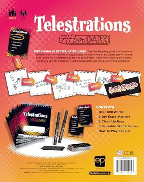 Usaopoly Telestrations: After Dark, The Adult Party Board Game, 6-Player Edition, An Adult Twist On The #1 Party/Family Game, The Telephone Game Sketched Out, Ages 17+, 4-6 Players, 10-15 Minutes Per Round Usaopoly Telestrations: After Dark, The Adult Party Board Game, 6-Player Edition, An Adult Twist On The #1 Party/Family Game, The Telephone Game Sketched Out, Ages 17+, 4-6 Players, 10-15 Minutes Per Round