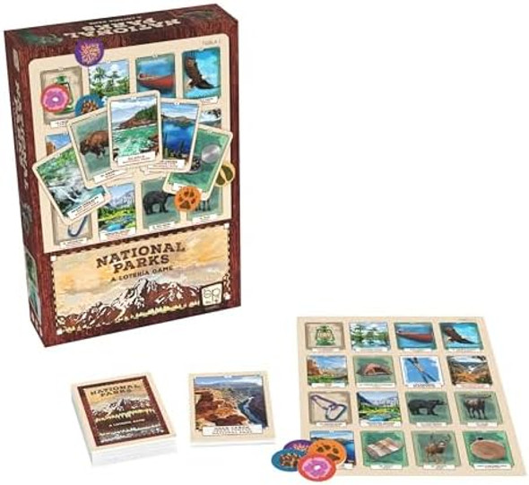 Usaopoly Lotería: National Parks Board Game Bilingual Educational Game For Kids & Adults Classic Mexican Bingo With U.S. National Park Wildlife & Landmarks Fun Family Learning & Matching Game Ages 5+