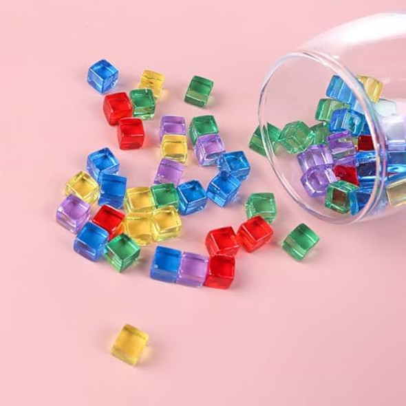 Uuyyeo 180 Pcs 8Mm Blank Acrylic Dice Cubes Colorful Six Sided Dice Cubes Assorted Color No Hole Beads Vase Fillers Table Scatter Gems Board Game Props