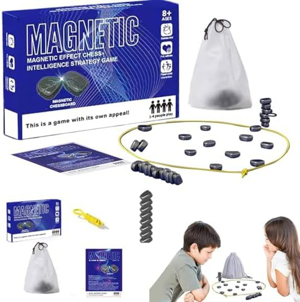 Uyrzwek Magnetic Chess Game,Magnetic Chess Game With Stones,Magnetic Chess Strategy Game For Kids And Adults,Family Board Games Set, Party Travel Desktop Magnetic Strategy Game