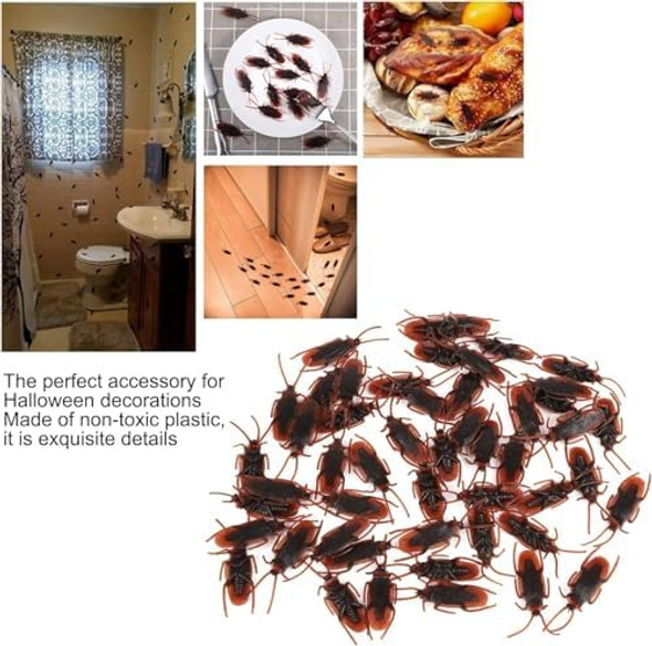 Veloshine 10Pcs Realistic Fake Cockroach, Plastic Prank Bugs For Halloween Party Decorations Veloshine 10Pcs Realistic Fake Cockroach, Plastic Prank Bugs For Halloween Party Decorations