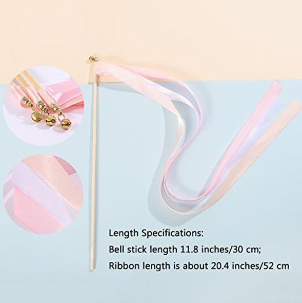 Whaline 30 Pack Ribbon Sticks Chromatic Silk Ribbon With Bells Fairy Stick Wish Wands For Wedding And Valentines Party (Pink) Whaline 30 Pack Ribbon Sticks Chromatic Silk Ribbon With Bells Fairy Stick Wish Wands For Wedding And Valentines Party (Pink)