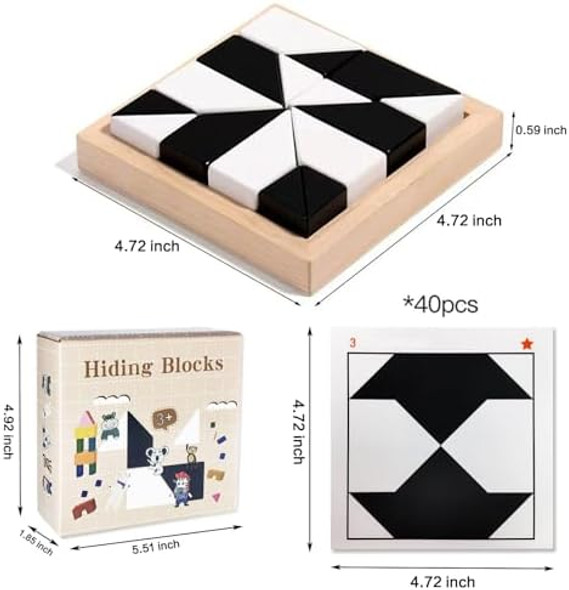Winbar Block Puzzle, Plastic Cube Puzzle With Storage Tray Geometric Shape Pattern Jigsaw 3D Logic Thinking Training Desktop Game Montessori Toys For Ages 3 To 12 Years