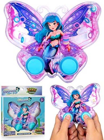 Yoya Toys Mermaid Butterfly Ring Toss Handheld Game - Games For Kids Handheld With Underwater Princess, Classic-Style Retro Game, Portable & Travel-Friendly Handheld Games For Kids