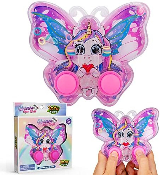 Yoya Toys Unicorn Butterfly Ring Toss Handheld Game - Classic-Style Retro Game For Kids With Cute Unicorn Design, Portable & Travel-Friendly