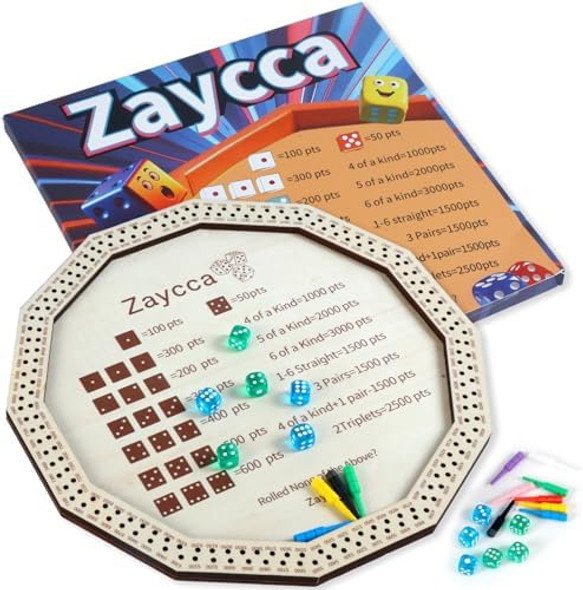 Zaycca Dice Game Board – Family-Friendly Dice Rolling Game With Score Pads And Dice, Fun Game Night Or Party Entertainment For Kids & Adults