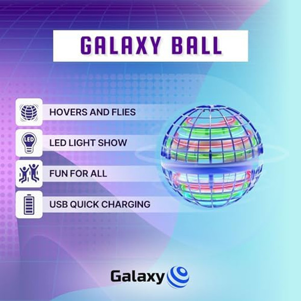 ze2Trim Galaxy Ball Toy Ai Flying Orb Ball Motorized Flying Spinner Drones For Kids Led Light Up Glow Fidget Toys For Boys Boomerang For Kids Indoor Outdoor Fun