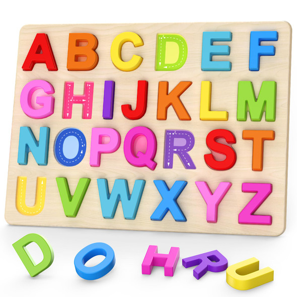 Zeoddler Alphabet Puzzles, Wooden Puzzles For Toddlers, Abc Shape Puzzles For Kids, Preschool Learning Activities, For Girls Boys