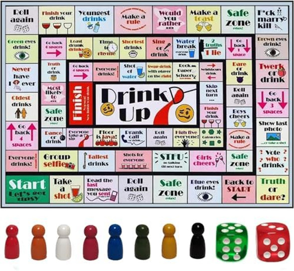 Zesthua Board Games For Adults,Leather Mat Bachelorette Party Games, Tipsy Drinking Games For Game Night, Birthday,Family Play Or Any Occasion (2-8 Players, Age 21+)