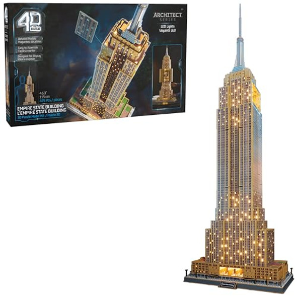 4D Build, Architect Series Empire State Building 3D Model Kit With Led Lights, Desk Décor, Adult Puzzles, Building Toys, 3D Puzzles For Adults & Teens, 479 Pieces, For Ages 12 & Up 4D Build, Architect Series Empire State Building 3D Model Kit With Led Lights, Desk Décor, Adult Puzzles, Building Toys, 3D Puzzles For Adults & Teens, 479 Pieces, For Ages 12 & Up