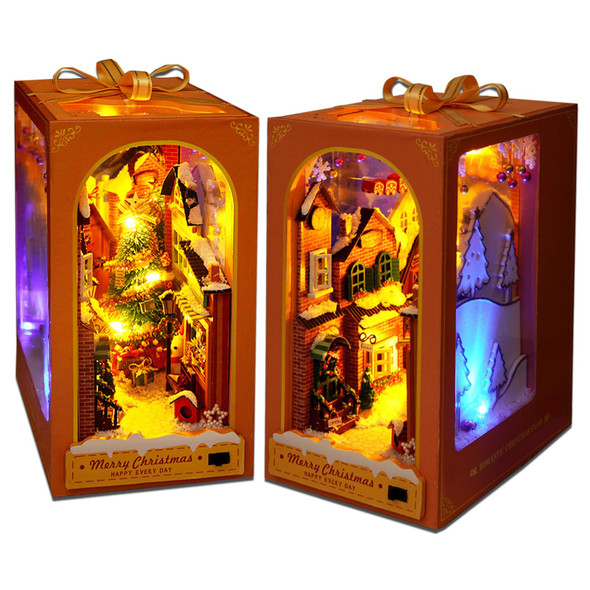 Abellee Book Nook Kit, Diy Christmas Book Nook, Book Nook Kits For Adults, 3D Wooden Mini House Building Kit, Ro-Life Book Nook Booknook Kit Suitable For Adults And Teenagers