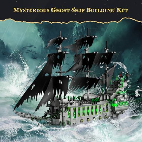Abwn Pirate Flying Ship Mini Building Blocks Set With Light, Ghost Ship Dutchman Model Ship Boat, Toy Building Set For Adults, Christmas Birthday For Boys Teens 14+(1573 Pcs) Abwn Pirate Flying Ship Mini Building Blocks Set With Light, Ghost Ship Dutchman Model Ship Boat, Toy Building Set For Adults, Christmas Birthday For Boys Teens 14+(1573 Pcs)
