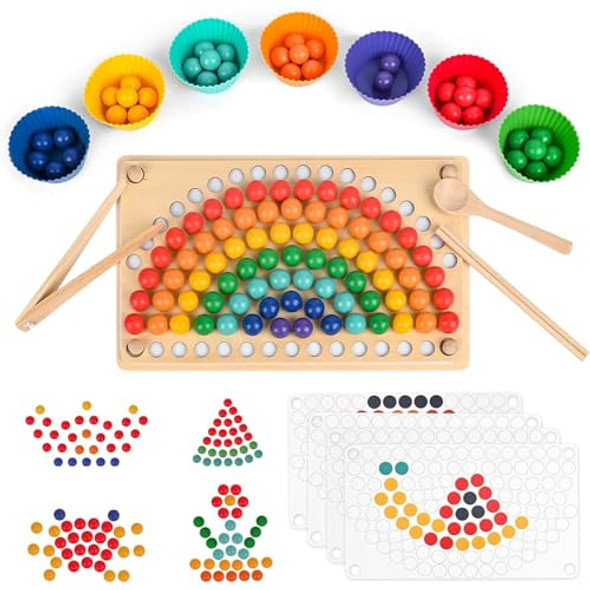 Aisa Toddler Wooden Learning Montessori Toys For 4 Year Old – Wooden Peg Board Bead Game Baby Rainbow Stacking Matching Counting Color Sorting Games For Fine Motor Math Skills Boys And Girls Aisa Toddler Wooden Learning Montessori Toys For 4 Year Old – Wooden Peg Board Bead Game Baby Rainbow Stacking Matching Counting Color Sorting Games For Fine Motor Math Skills Boys And Girls