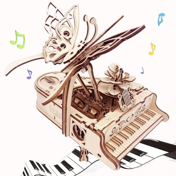 Auryee 3D Wooden Puzzle For Adults - Piano Diy Music Box Wood Model Kits Construction Craft Kits Mechanical Jigsaw Puzzles For Age 15+ Years Old Auryee 3D Wooden Puzzle For Adults - Piano Diy Music Box Wood Model Kits Construction Craft Kits Mechanical Jigsaw Puzzles For Age 15+ Years Old