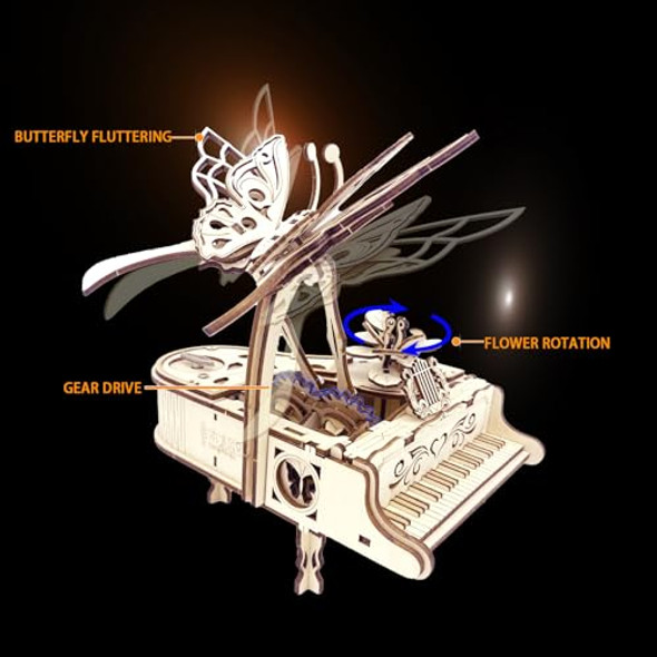 Auryee 3D Wooden Puzzle For Adults - Piano Diy Music Box Wood Model Kits Construction Craft Kits Mechanical Jigsaw Puzzles For Age 15+ Years Old Auryee 3D Wooden Puzzle For Adults - Piano Diy Music Box Wood Model Kits Construction Craft Kits Mechanical Jigsaw Puzzles For Age 15+ Years Old