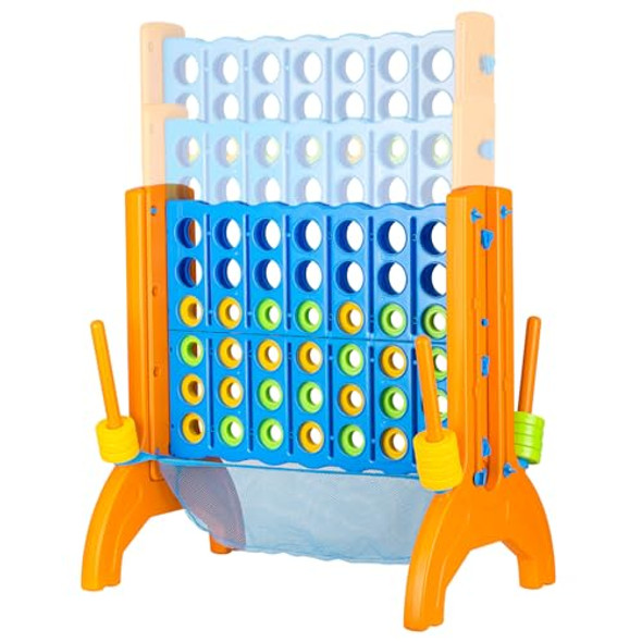 Ayeboovi Giant 4-In-A-Row, Jumbo Connect Game With Adjustable Height, Yard Game For Kids And Adults, 4-To-Score Family Game With Mesh Pocket