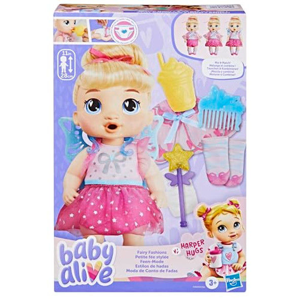 Baby Alive Fairy Fashions Harper Hugs Doll With Clothes Accessories, Blonde Hair, 11 Inches, Toys For 3 Year Old Girls And Boys & Up ( Exclusive)