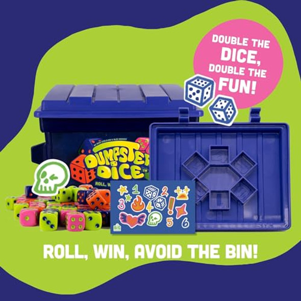 Big Discoveries Dumpster Dice - Fast-Paced Family Dice Game Fun 4-Player Board And Dice Game With Dumpster, 80 Dice, And Graffiti Stickers Perfect For Travel, Parties, And Game Night