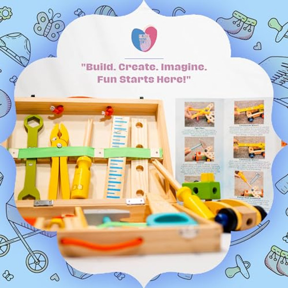 Big Heart Toys Tool Box Set, 25 Pcs Wooden Toddler Tool Kit With Assembling Chart, Learning Activities Wooden Tool Box For Kids, Montessori Educational Stem Construction Toys Kid Tool Set Age 3 To 7 Big Heart Toys Tool Box Set, 25 Pcs Wooden Toddler Tool Kit With Assembling Chart, Learning Activities Wooden Tool Box For Kids, Montessori Educational Stem Construction Toys Kid Tool Set Age 3 To 7