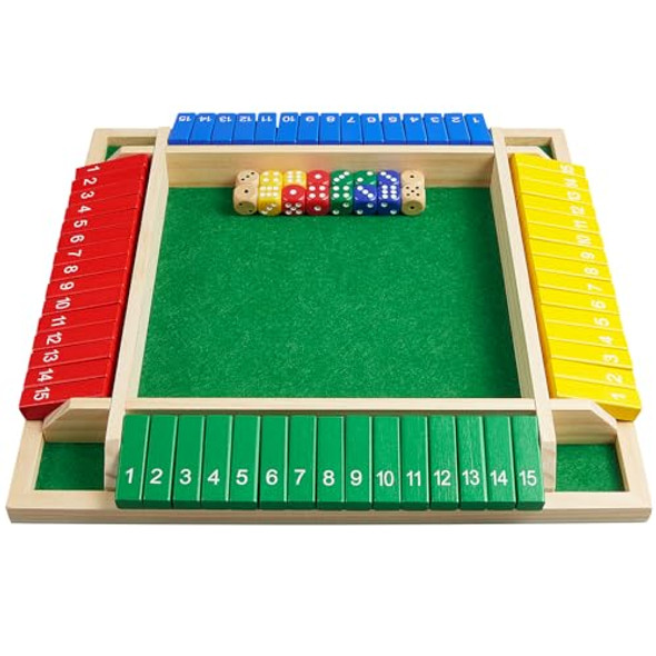 Bivomon Shut The Box Dice Game 1-4 Player, Wooden Board Table Math Games With 16 Dices, Classics Tabletop Version Games For Kids & Adults, Home, Classroom, Party Or Pub (14 Inches) Bivomon Shut The Box Dice Game 1-4 Player, Wooden Board Table Math Games With 16 Dices, Classics Tabletop Version Games For Kids & Adults, Home, Classroom, Party Or Pub (14 Inches)