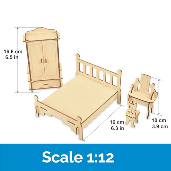 Bohs Wooden Dolls House Furniture 1/12 Scale - 3D Puzzles For Miniature Dollhouse Furniture Accessories - Large,28 Pcs Bohs Wooden Dolls House Furniture 1/12 Scale - 3D Puzzles For Miniature Dollhouse Furniture Accessories - Large,28 Pcs