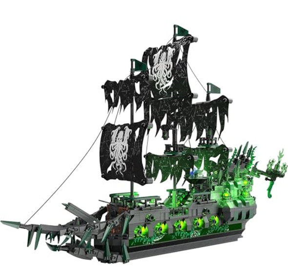 Brihappen Ghost Ship Flying Dutchman Building Blocks Set For Adult Boys Girls (1100 Pieces) - Pirate Ship Model With Light Home Office Collection, Birthday S For Building Blocks Lover Brihappen Ghost Ship Flying Dutchman Building Blocks Set For Adult Boys Girls (1100 Pieces) - Pirate Ship Model With Light Home Office Collection, Birthday S For Building Blocks Lover