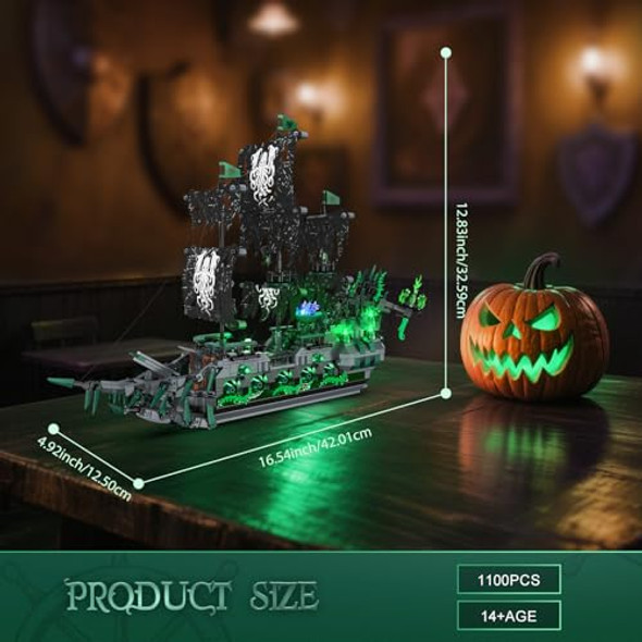 Brihappen Ghost Ship Flying Dutchman Building Blocks Set For Adult Boys Girls (1100 Pieces) - Pirate Ship Model With Light Home Office Collection, Birthday S For Building Blocks Lover Brihappen Ghost Ship Flying Dutchman Building Blocks Set For Adult Boys Girls (1100 Pieces) - Pirate Ship Model With Light Home Office Collection, Birthday S For Building Blocks Lover