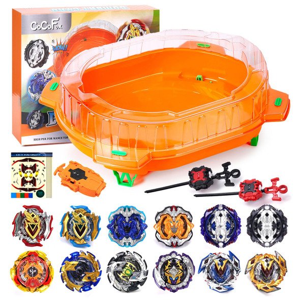 Cocofox Battling Top Burst Toy Set, 6 Battling Tops 2 Launchers And 1 Stadium, Toys For 6 Year Old Boys & Girls & Up(Orange) Cocofox Battling Top Burst Toy Set, 6 Battling Tops 2 Launchers And 1 Stadium, Toys For 6 Year Old Boys & Girls & Up(Orange)