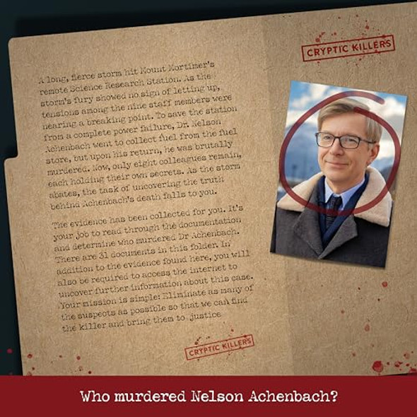 Cryptic Killers Unsolved Murder Mystery Game - Cold Case Files Investigation Detective Evidence & Crime File - Individuals, Date Nights & Party Games- Murder On Mount Mortimer