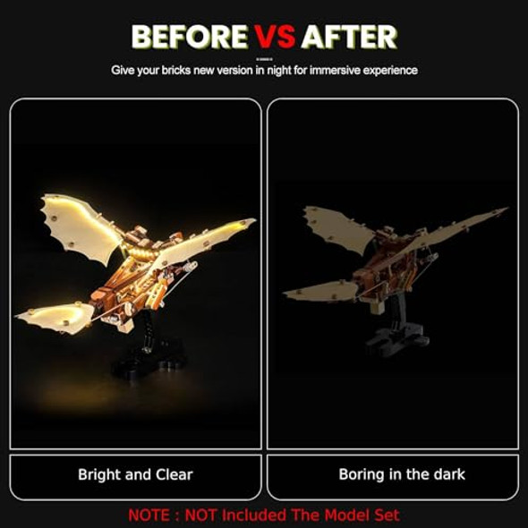 Dalded Light Kit For Lego Leonardo Da Vinci'S Flying Machine 10363, Led Lighting Kit Light Design And Configuration Compatible With Lego 10363 Building Blocks Model - Not Included The Model Set Dalded Light Kit For Lego Leonardo Da Vinci'S Flying Machine 10363, Led Lighting Kit Light Design And Configuration Compatible With Lego 10363 Building Blocks Model - Not Included The Model Set