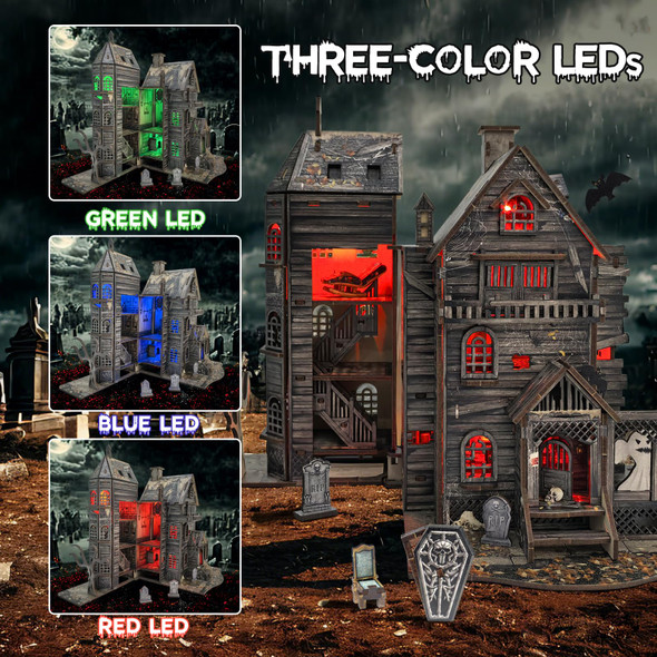 Dibetoy Diy Miniature House Kits For Adults - Haunted House 3D Wooden Puzzle For Teens, Decorative Bookends For Office, Home, Desk, Mini Tiny Dollhouse Kit Ideal For Halloween, Christmas, Friends, Kids, Boys Dibetoy Diy Miniature House Kits For Adults - Haunted House 3D Wooden Puzzle For Teens, Decorative Bookends For Office, Home, Desk, Mini Tiny Dollhouse Kit Ideal For Halloween, Christmas, Friends, Kids, Boys