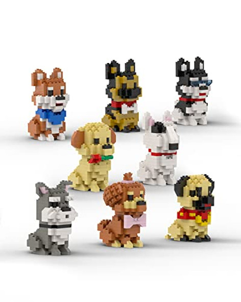Dovob Micro Mini Blocks 8 In 1 Dogs Set, 1616 Pieces Bricks, 3D Puzzle Collection Animal Model Toys As For Adult Or Kids