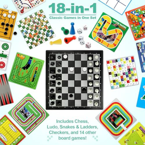 Dy-Go Magnetic Travel Board Game Set For Kids And Adults - Foldable 7.8" Chess & Checkers With Included Game Sheets For Ludo, Snakes & Ladders & More - Family-Friendly Multi-Game For Boys & Girls Dy-Go Magnetic Travel Board Game Set For Kids And Adults - Foldable 7.8" Chess & Checkers With Included Game Sheets For Ludo, Snakes & Ladders & More - Family-Friendly Multi-Game For Boys & Girls