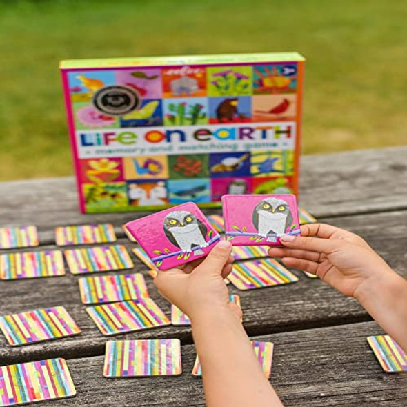Eeboo: Life On Earth, Memory & Matching Game, Developmental And Educational, 24 Pairs To Match, Single Or Multiplayer Function, For Ages 3 And Up