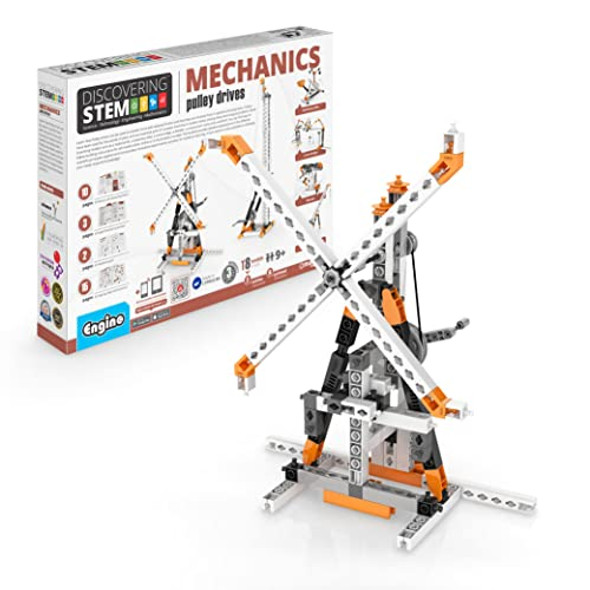 Engino Stem Toys, Pulley Drives Building Toys For Kids 9+, Educational Set, Creative For Boys & Girls, Stem Engineering Kit, Play & Learn (8 Building Model Options)