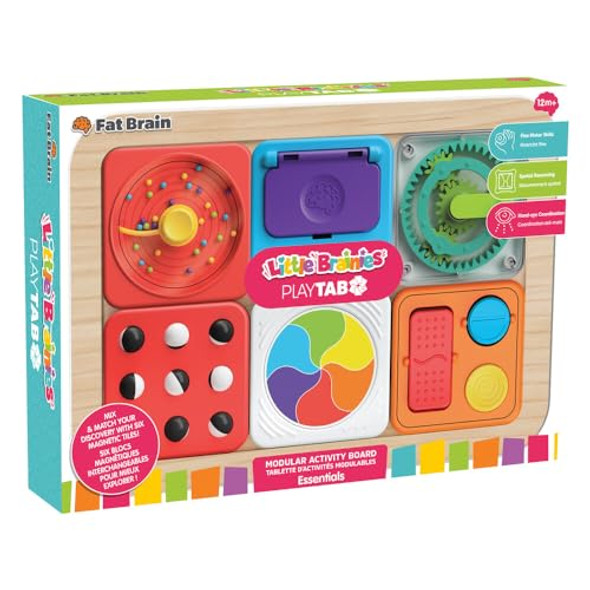 Fat Brain Toys Playtab Essentials, Modular Sensory Activity Board, Busy Board For Toddlers And Babies Ages 12 Months+ Fat Brain Toys Playtab Essentials, Modular Sensory Activity Board, Busy Board For Toddlers And Babies Ages 12 Months+
