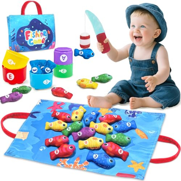 Gagule Montessori Toys For 1 Year Old, Toddler Fishing Game With Stacking Cups, Learning Educational Toys For 1 2 Year Old Boy Girl Birthday S, Baby Toy 12-18 Months, Sensory Sorting Toy For Toddlers 1-3